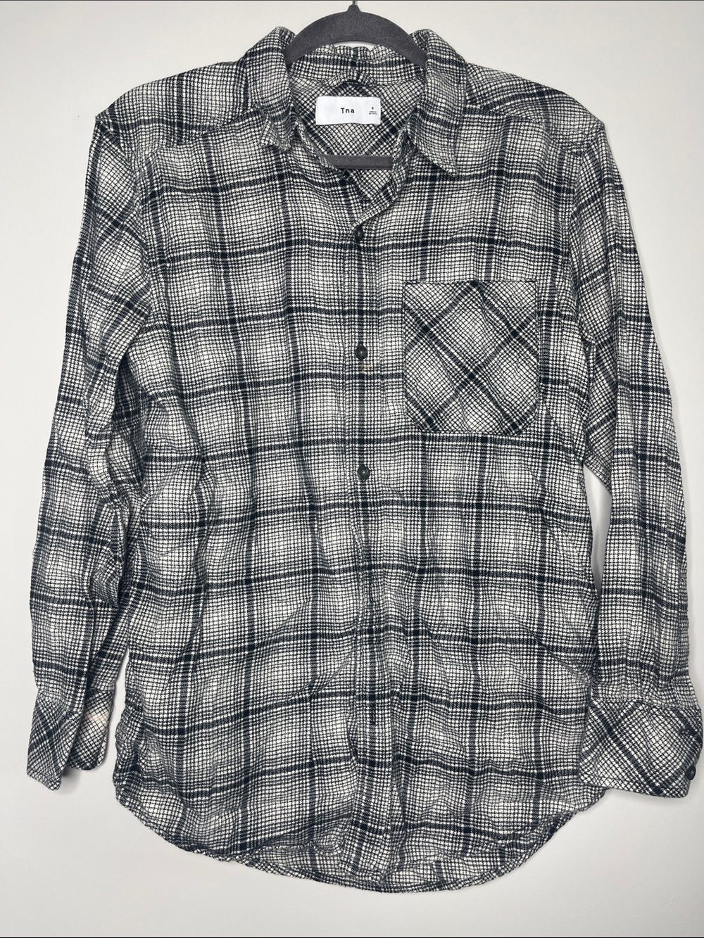 TNA Black & White Plaid Button-Down Shirt